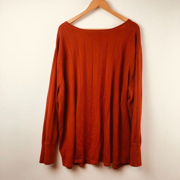Roaman's Women's Long Sleeve Popover Sweater Knit Pullover Orange Size 5X 38/40 - Picture 3 of 5